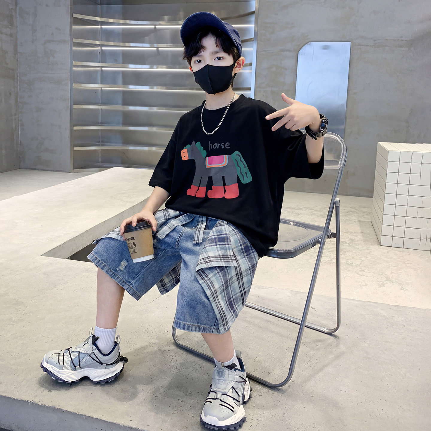 童装男童夏装套装2026新款夏季夏款大儿童男孩运动薄款短袖酷帅潮