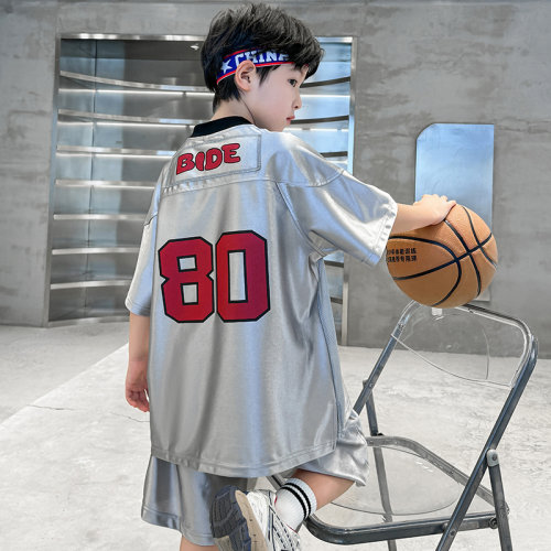 2026夏儿童潮服男童洋气银色套装