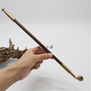 红皮竹老式旱烟袋 细款旱烟斗 黄铜烟锅烟嘴 大小锅女士烟具烟袋