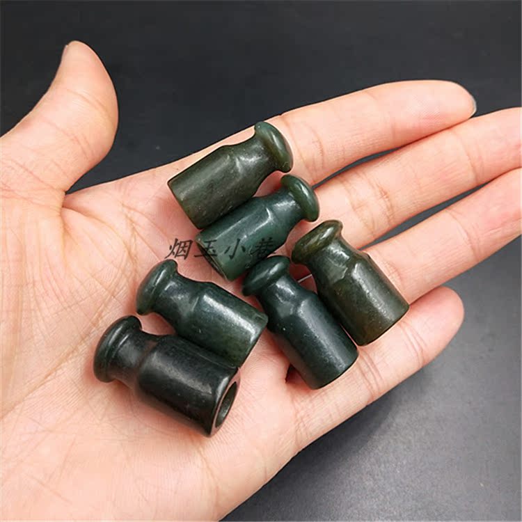 天然和田青玉特小玉石烟嘴 老式旱烟嘴 传统烟具专用DIY配件