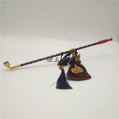 传统手工老式黄铜实木玛瑙烟斗