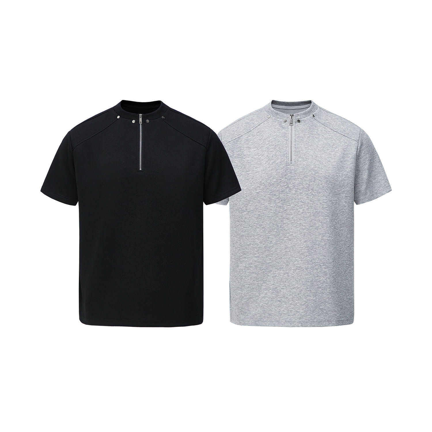 5千件氨纶棉280g2026春款美式高街半拉链短袖恤3DT2531特P18，男装T恤，电商A030-1