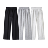 6千件华棉280g2026春款直筒卫裤阔腿华棉拼螺纹长裤白底K183P28，男装休闲裤，电商A030-1