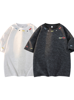 8千件曼巴棉280g2026春款圆领刺绣短袖t恤男潮牌美式3D T2608 P22