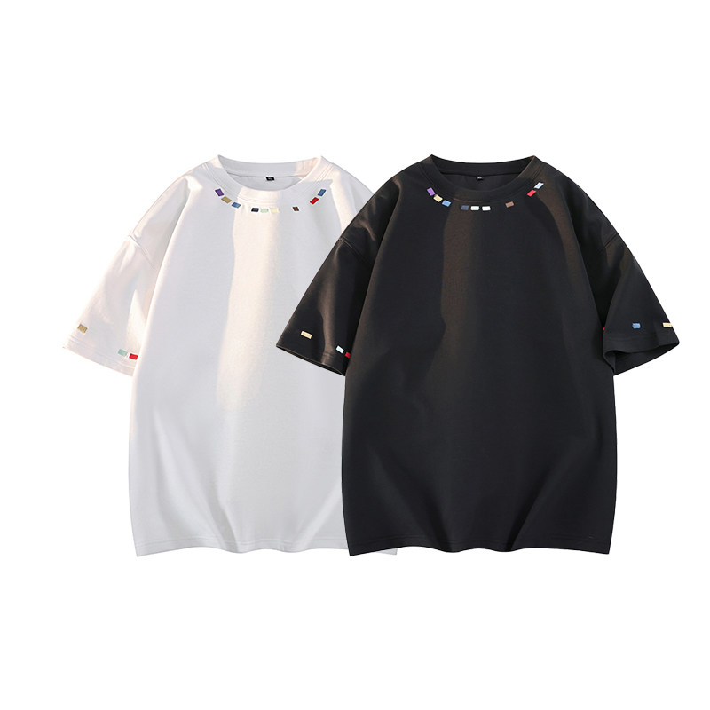 1千件曼巴棉280g2026春款圆领刺绣短袖t恤男潮牌美式3DT2607P25，男装T恤，电商A030-1