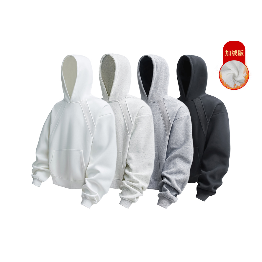 8W件330g螺纹拼接设计连帽套头卫衣3DWY617-JRP38，男装卫衣，电商A030-1