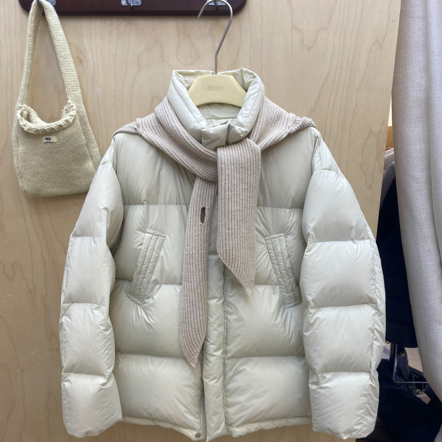 立领羽绒服女冬季围巾连帽面包服