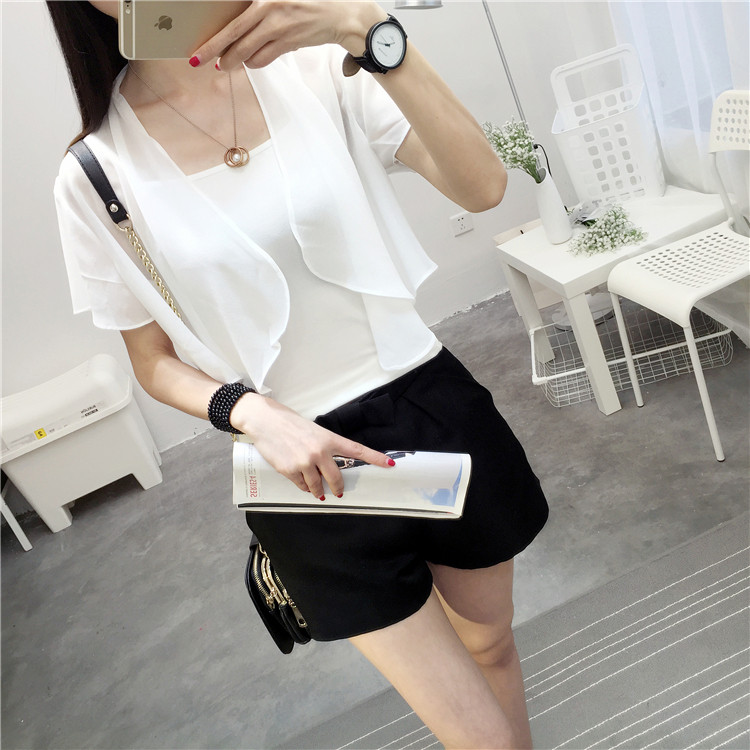 2026短款真丝披肩配裙子纯色短袖开衫小坎肩夏季防晒垂感大码百搭
