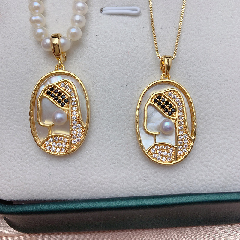 戴珍珠的少女可拆卸万能扣白贝吊坠项链淡水珍珠复古宫廷挂坠项坠,饰品/流行首饰/时尚饰品新,项坠/吊坠,淘宝优惠券,粉丝福利购,淘宝优惠卷