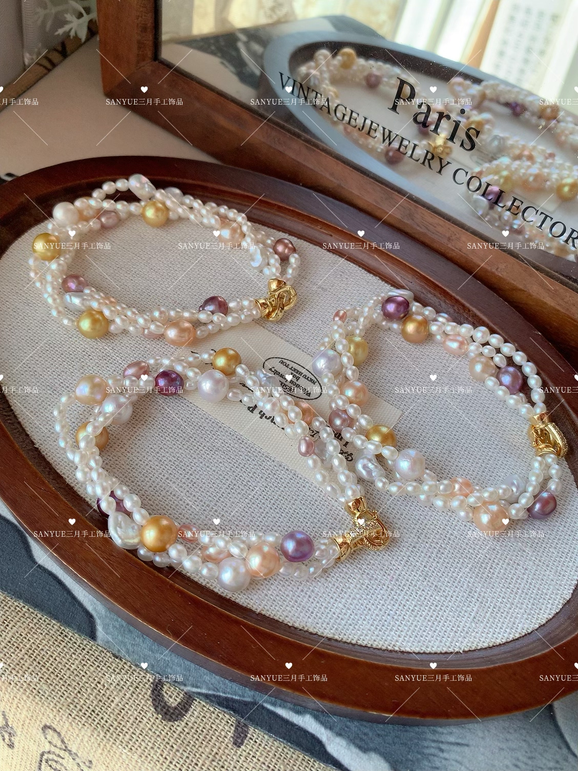 原创三层扭扭手链天然淡水珍珠