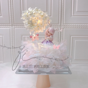 淇工坊唯美公主蛋糕装饰摆件幽静之鹿网红森系仙女烘焙玩偶装扮