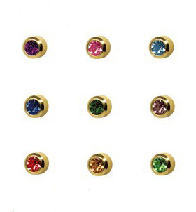 美国进口抗过敏24K金手术医用钢耳钉原装正品 精致包镶水晶 粗针