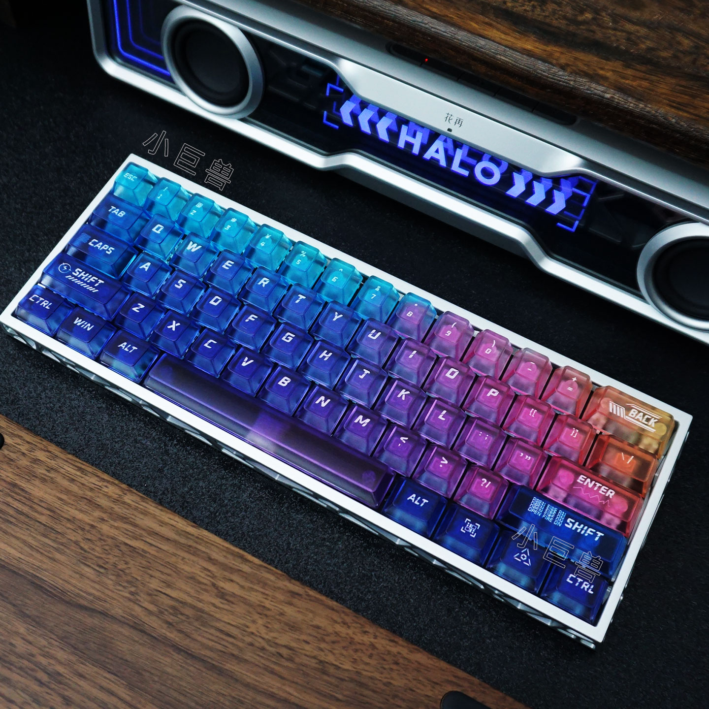 小巨兽太空渐变色星空键帽PC原厂高度正刻透光迈从狼蛛wooting等