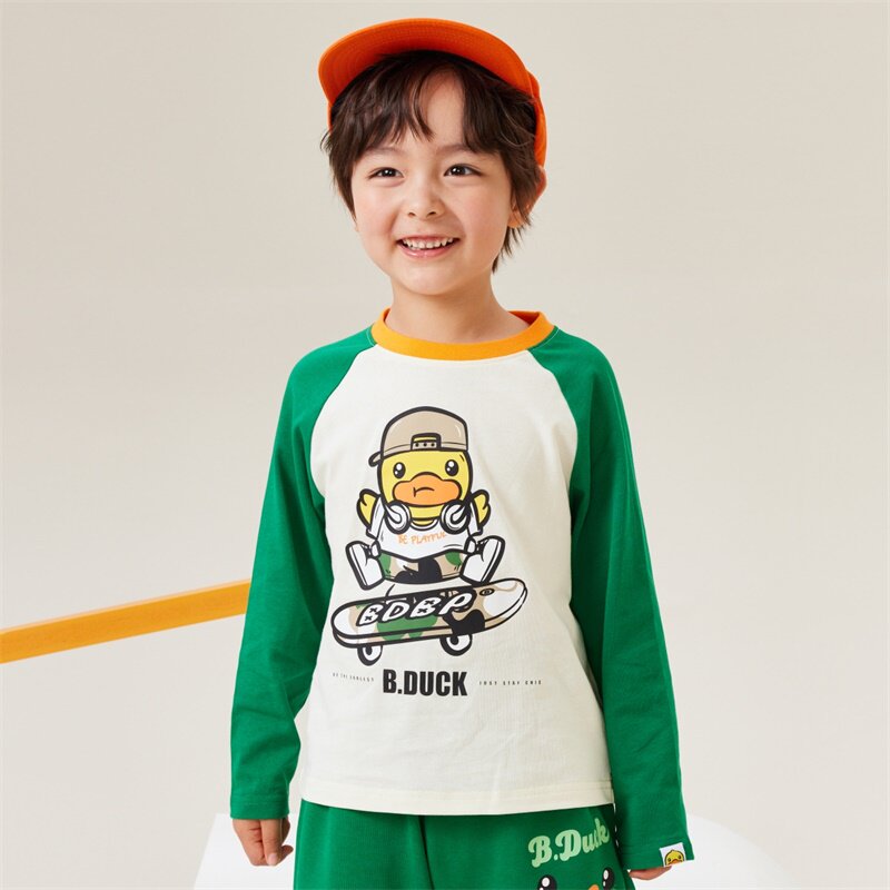 duck小黄鸭儿童长袖t恤春秋季男童新款休闲上衣童装 bf3406001