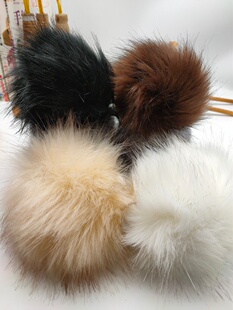 仿皮草仿貂毛毛球，超大14cm毛球装饰帽子球球带暗扣款