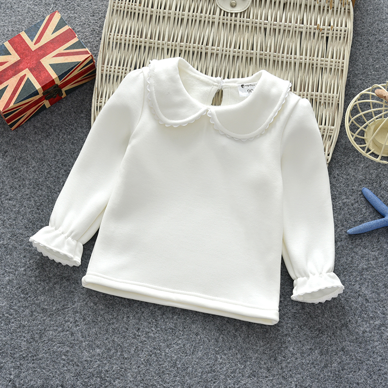 婴儿一体绒打底衫春秋3岁女宝宝长袖3-6岁中小儿童娃娃领加厚上衣