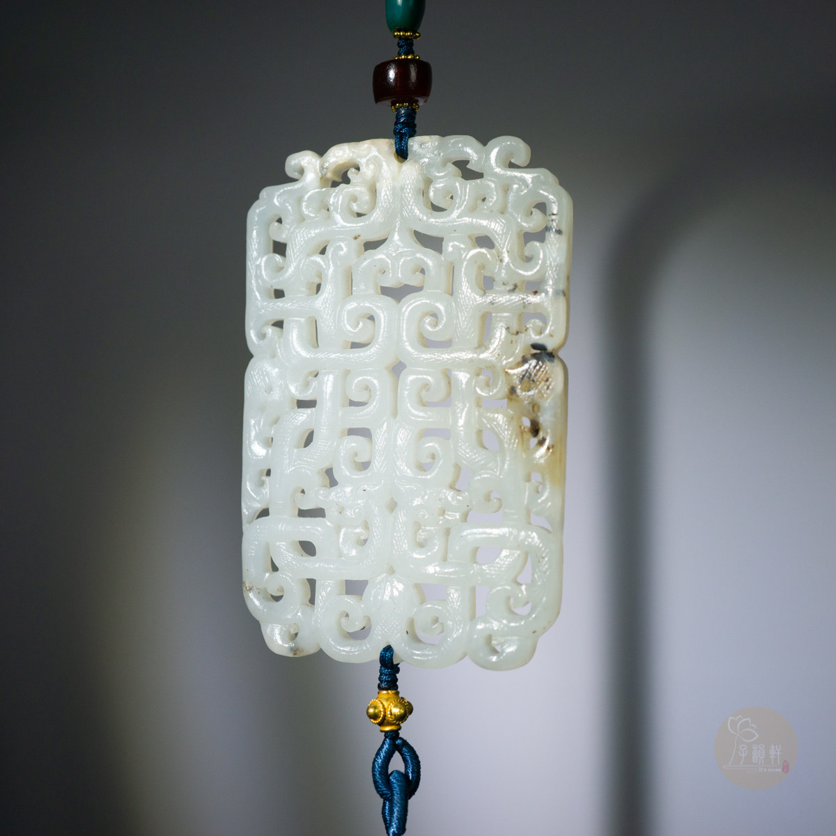 千年高古玉战国和田白玉透雕镂雕龙凤合体螭龙玉佩保真开门包老