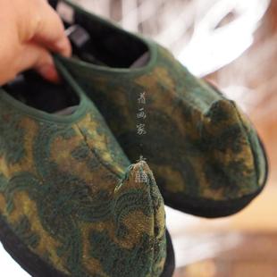 冬薄棉重工工艺翘头履 沧海龙吟 一针一线纯手工千层纳底透气布鞋