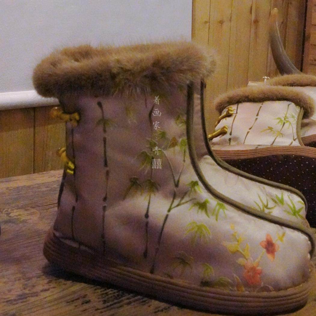 冬棉高邦靴 竹之蝶青囍重工 纯羊毛一体靴纯手工千层底保暖女布鞋,女鞋,传统布鞋,淘宝优惠券,粉丝福利购,淘宝优惠卷