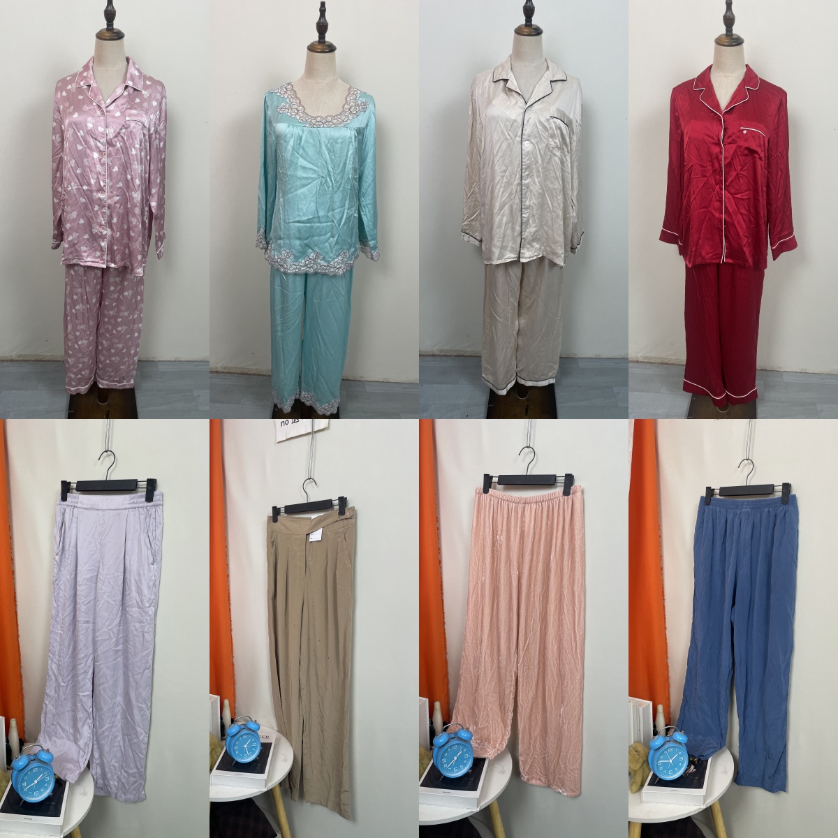 82古着Vintage 春夏季纯色桑蚕丝舒适女士复古高级休闲真丝裤子