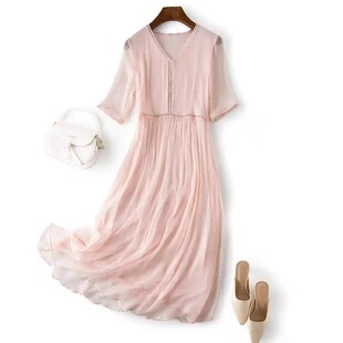 古着桑蚕丝连衣裙直播间专拍