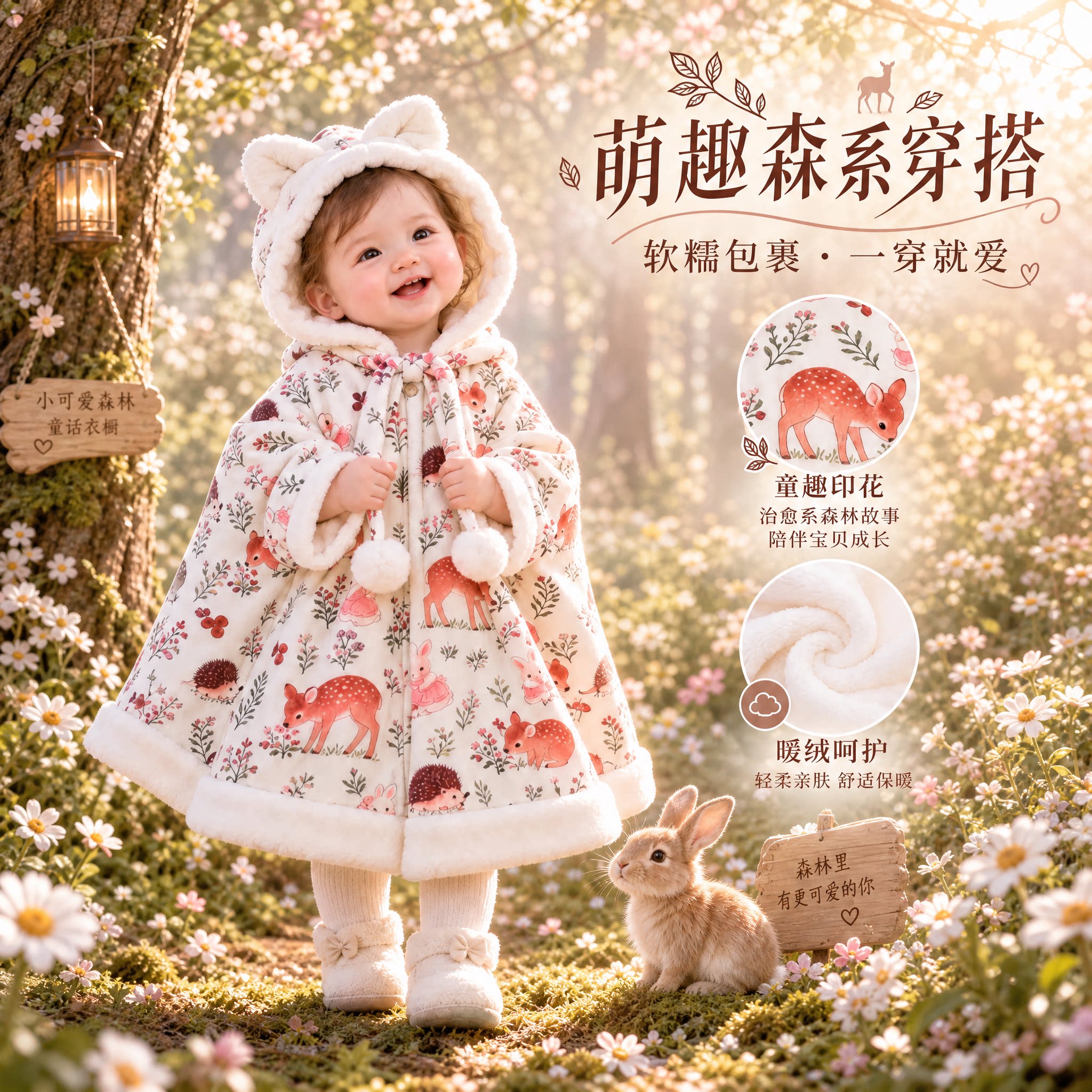 玉璎婴儿披风保暖防风