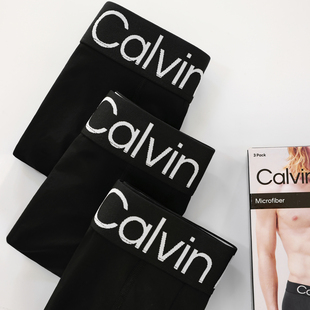 顺滑平角裤 Calvin Klein循环提花腰边四角内裤 男士 NP2607O 三条装