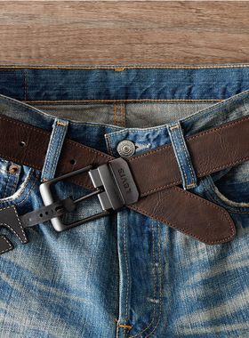 美国正品 Levis李维斯休闲年轻人针扣皮带男士牛仔裤真皮双面腰带