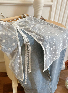 韩国小众设计蕾丝花边叠穿网纱裙帘氛围感纱裙系带围裙半身裙屁帘