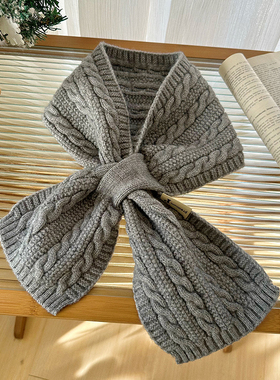 麻花针织围巾女2025新款穿插围脖秋冬保暖纯色套头韩版百搭护颈潮