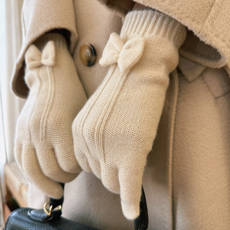 米色优雅蝴蝶结羊毛混纺针织保暖手套毛线秋冬季防寒手套显瘦触屏,服饰配件/皮带/帽子/围巾,手套,淘宝优惠券,粉丝福利购,淘宝优惠卷