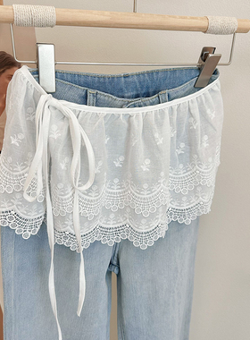 酸柠檬甜美风蕾丝花边屁帘半身裙女装春季减龄叠穿打底短裙裙帘
