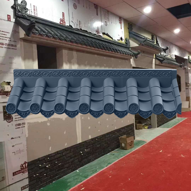 中式仿古瓦片屋顶门头塑料树脂瓦仿古屋檐装饰瓦仿真琉璃瓦墙头瓦