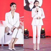 西服职业套装 明星同款 两件套 女外套修身 显瘦韩版 时尚 气质白色西装