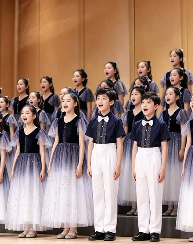 六一儿童合唱服装演出服男女童礼服中小学生表演朗诵纱裙大合唱团