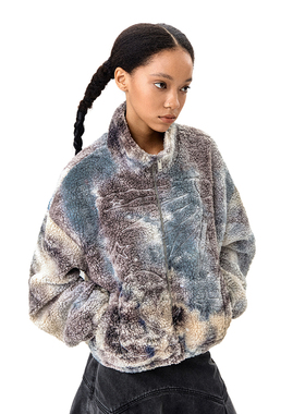 CONP 24AW 日月星刺绣扎染羊羔绒外套