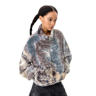 CONP 日月星刺绣扎染羊羔绒外套 24AW