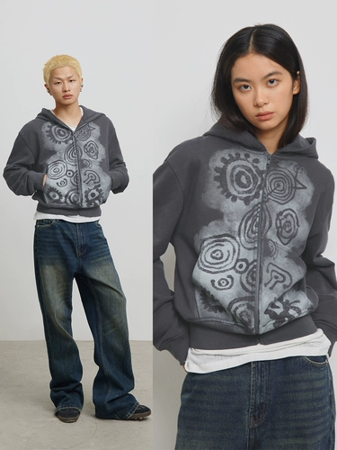 Conp 23AW Petroglyph Print Hoodie Rock Covered Printing Services