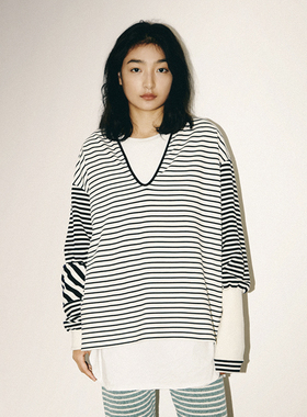 CONP 22SS Striped T-Shirt 条纹拼接长袖卫衣