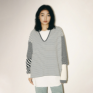 CONP 22SS Striped T-Shirt 条纹拼接长袖卫衣