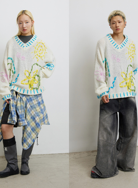 CONP 23AW Loose Knit Sweater 彩笔线稿手工毛衣
