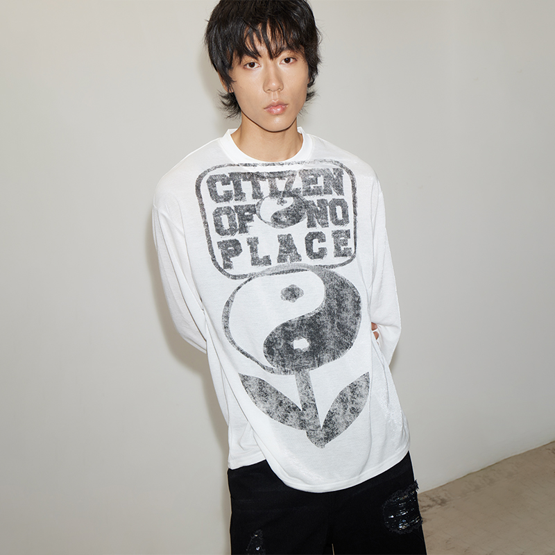 新 CONP 23SS Taiji Silk T-shirt 磨损太极花银丝长袖