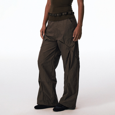 CONP 25AW 微皱肌理叠褶宽松长裤