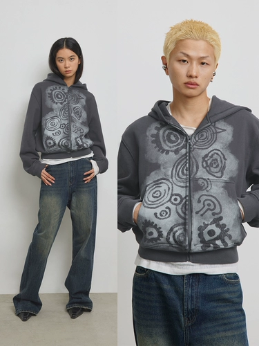 Conp 23AW Petroglyph Print Hoodie Rock Covered Printing Services