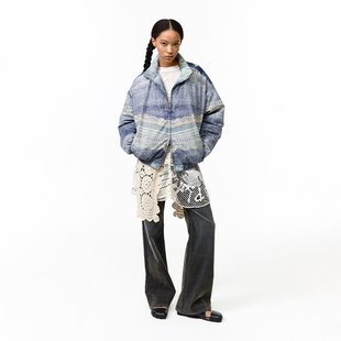 CONP 仿真印刷蕾丝牛仔绗缝棉夹克 24AW