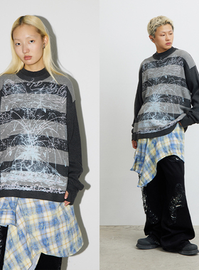 CONP 23AW Volcanic Eruption Two-tone Sweater火山喷发双色毛衣