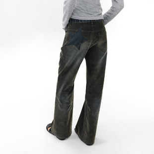 美式 CONP 复古做旧水洗长裤 星星植绒牛仔裤 24AW