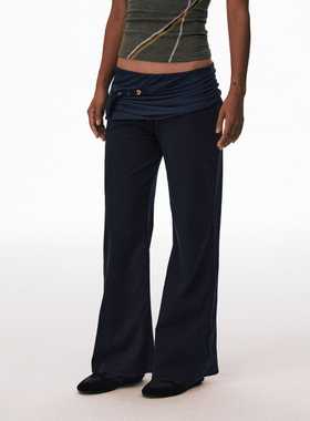 CONP 25AW 低腰假两件垂感微喇直筒裤