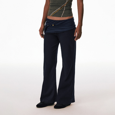 CONP 25AW 低腰假两件垂感微喇直筒裤