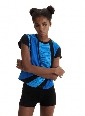 CONP 24SS Blue Swirl Pleated Shirt 蓝色螺旋抽褶短袖